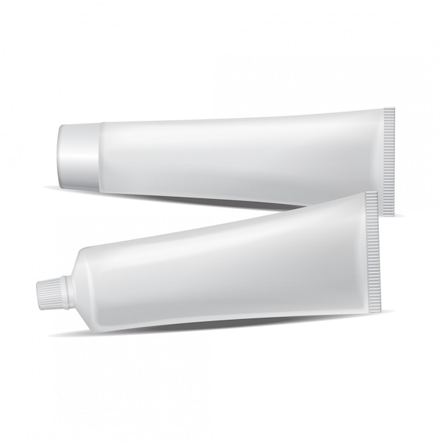 Vector set of  plastic tube for medicine or cosmetics - toothpaste, cream, gel, skin care. packaging  template