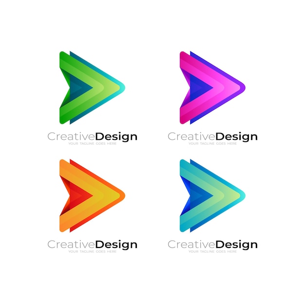 Set play logo with colorful design technology