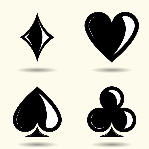 Vector set of playing card suits isolated on white background