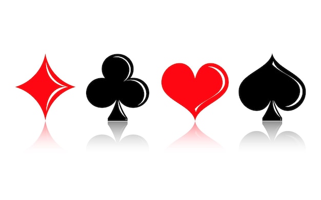 Set of playing card suits with faded reflection Vector illustration EPS10