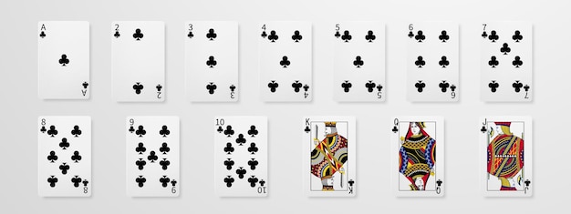 Set of playing poker cards concept