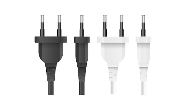 Set of plugs for sockets in 3d. the plug for the outlet is insulated. realistic vector.