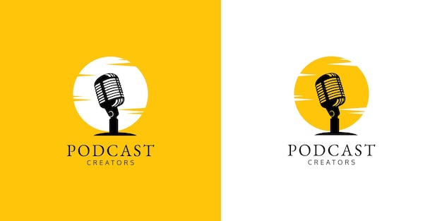 set of podcast logo design concept