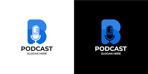 Set of podcast logos with the initials the letter B