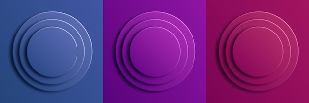 Set podium neon frame ontwerp Abstract 3D cirkel voetstuk of podium pastelkleur