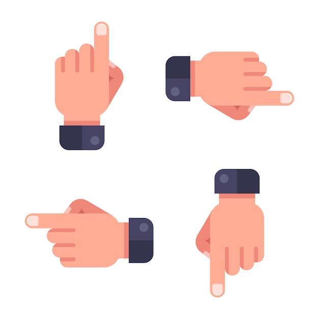 Vector set pointer. hand shows direction. flat  illustration.