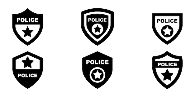 Set of police badge vector icons set Shield with officer star Sheriff medal Vector 10 Eps