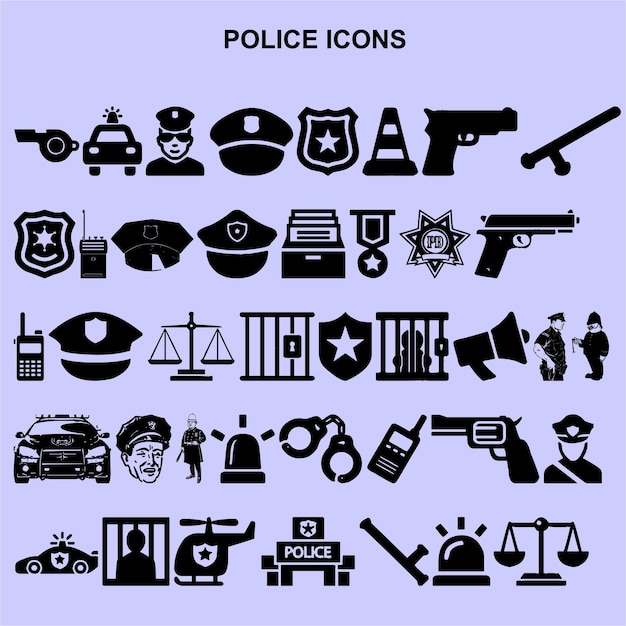 Set of police icons vector