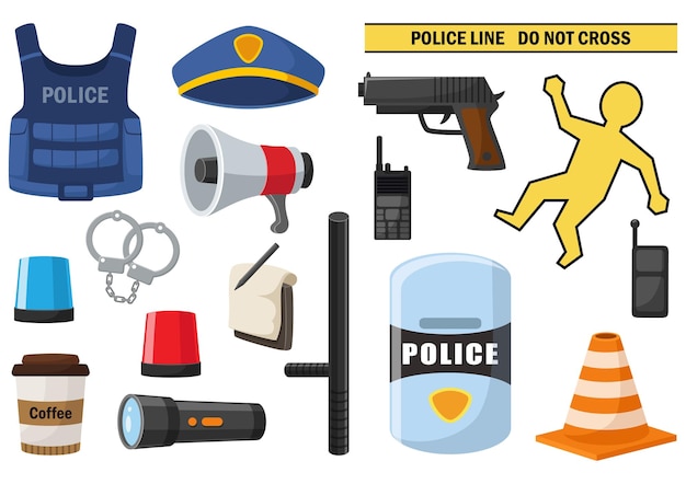 Set of police professional equipment