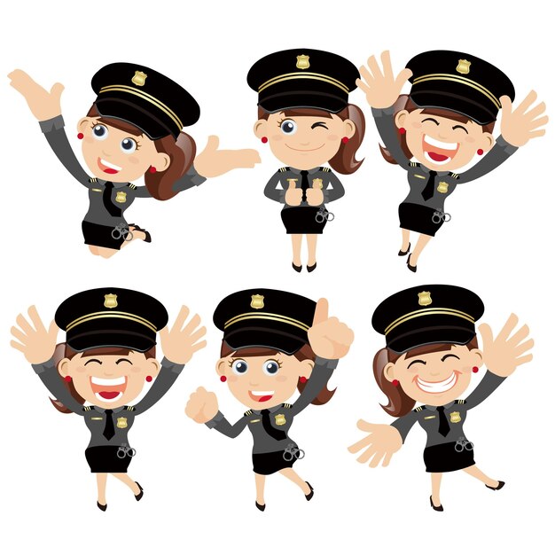 Set of policeman characters in different poses