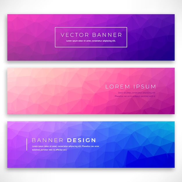 Vector set polygonal background for site, brochure, banner and covers. minimal gradient low poly covers design. low polygon  illustration