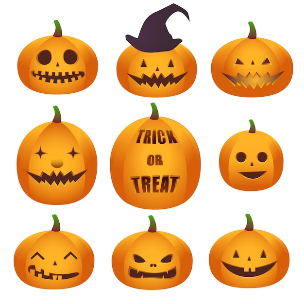 Set pompoenen voor halloween