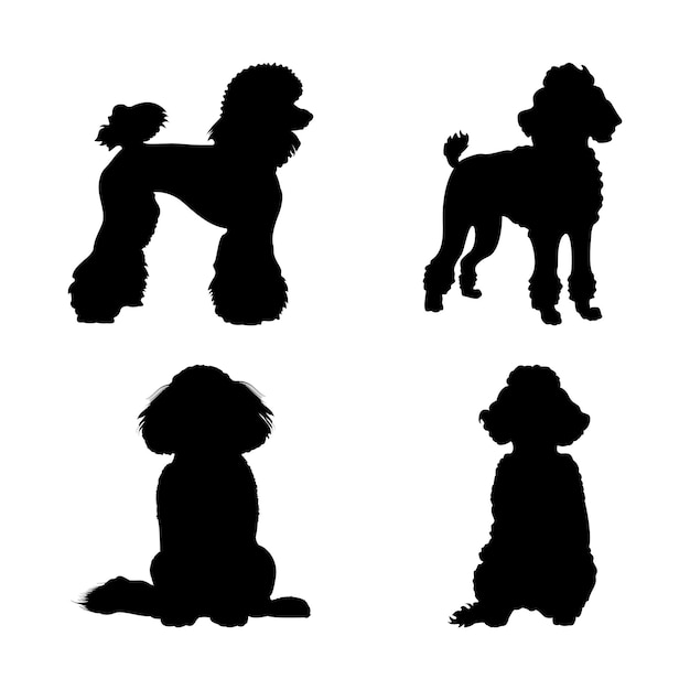 Vector set of poodle dog silhouettes