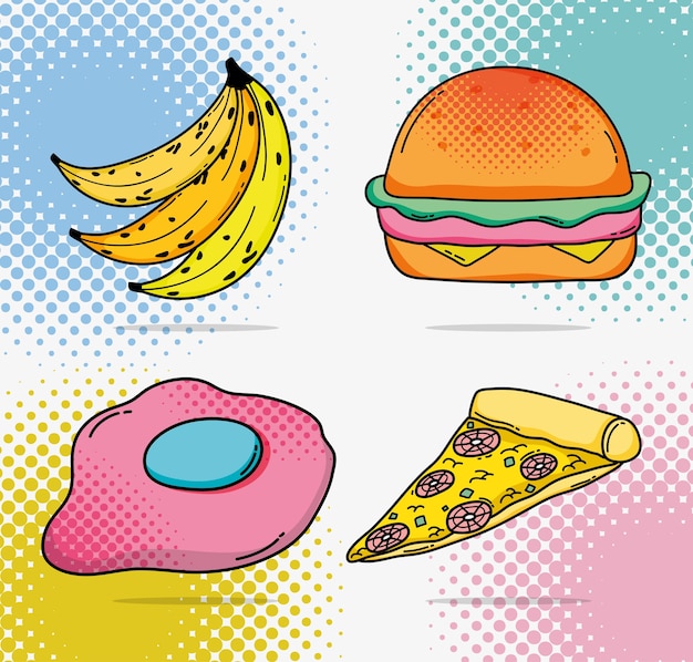 Set of pop art cartoons icons