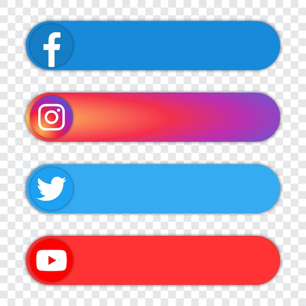 Vettore set di logo popolare social media - facebook, instagram, twitter, youtube