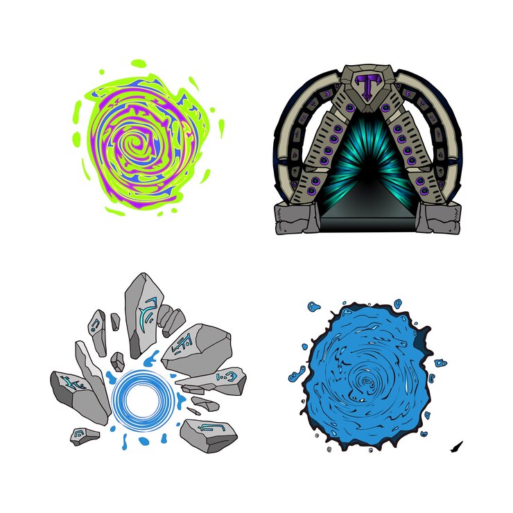 Vector set of portals and teleports