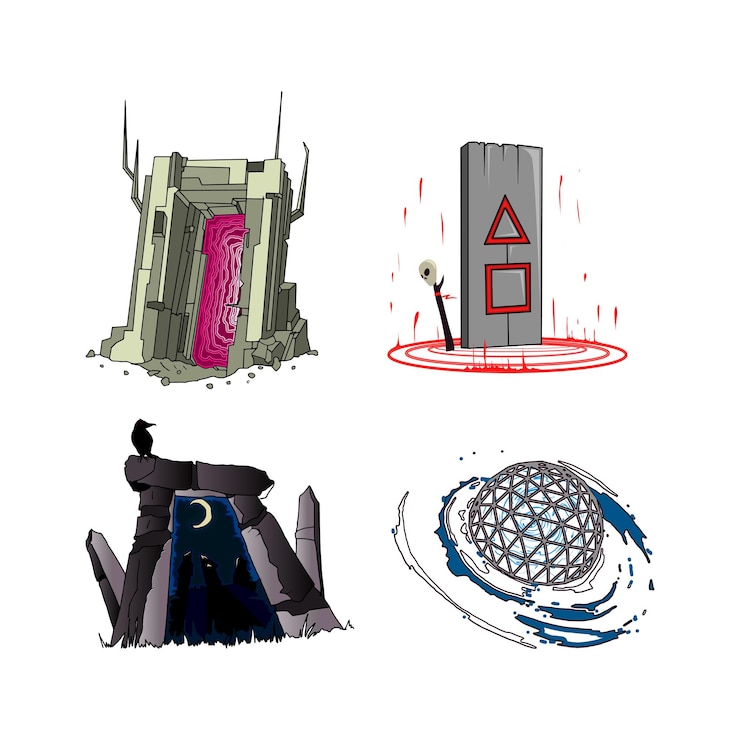 Vector set of portals and teleports