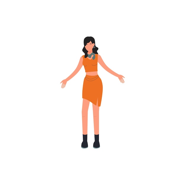 Vector set of poses of beautiful women in neat clothes style