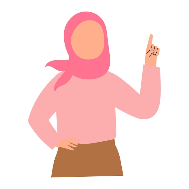 Vettore serie di pose di una donna in hijab in rosa giovane