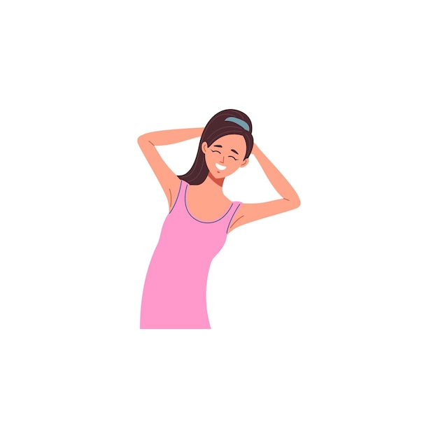 Vector set of poses of people wearing cool pink clothes beautiful