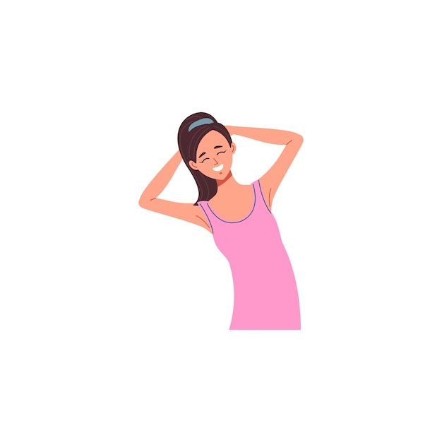 Vector set of poses of people wearing cool pink clothes fashion