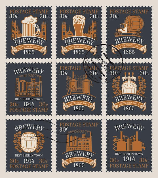 set of postage stamps on the theme of beer