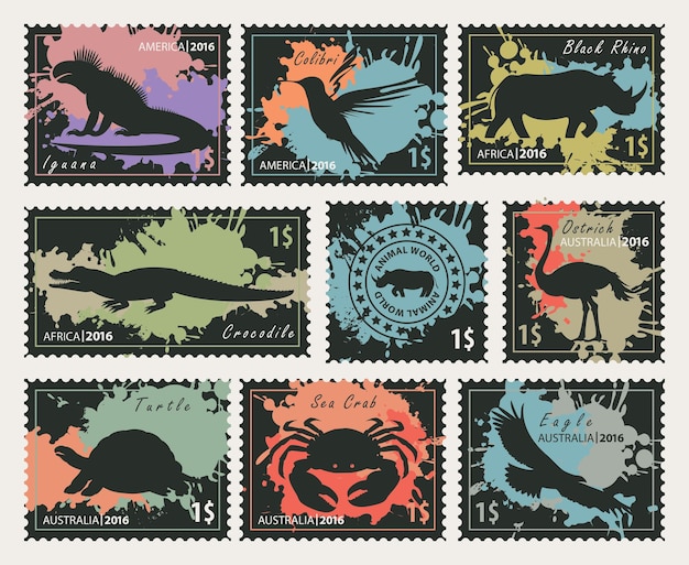 set of postage stamps on theme of wildlife