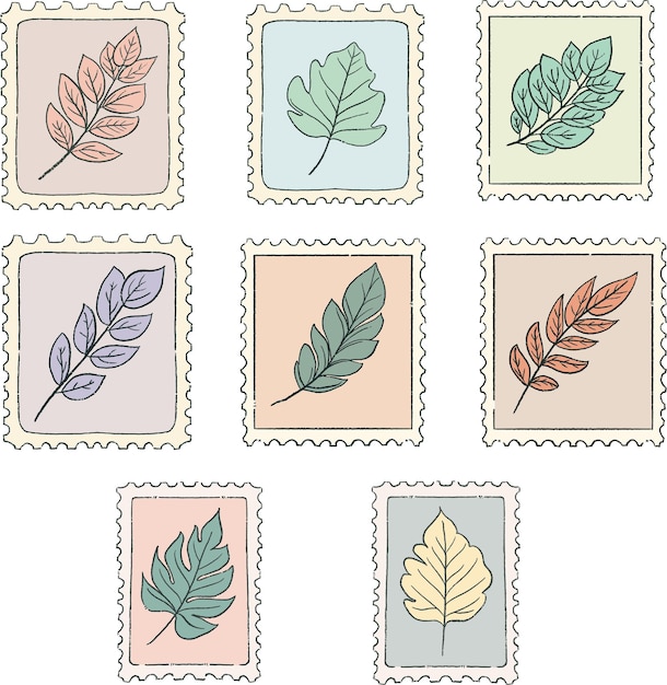 Vector set of postcard stamp