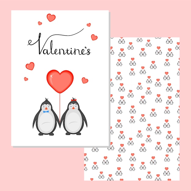 Una serie di cartoline per san valentino illustrazione vettoriale con animali per san valentino modello per inviti di volantini cartoline