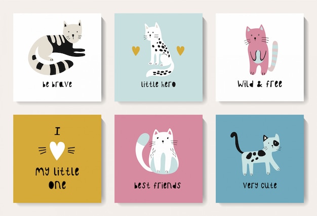 A set of postcards with a cute cats.