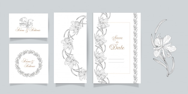 Set of postcards with floral elements