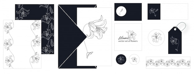 Set of postcards with Lily flowers.