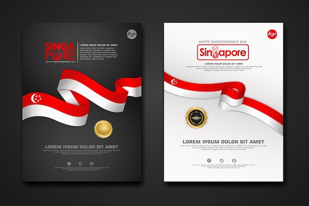 Impostare il design del poster modello di sfondo della giornata nazionale felice di singapore