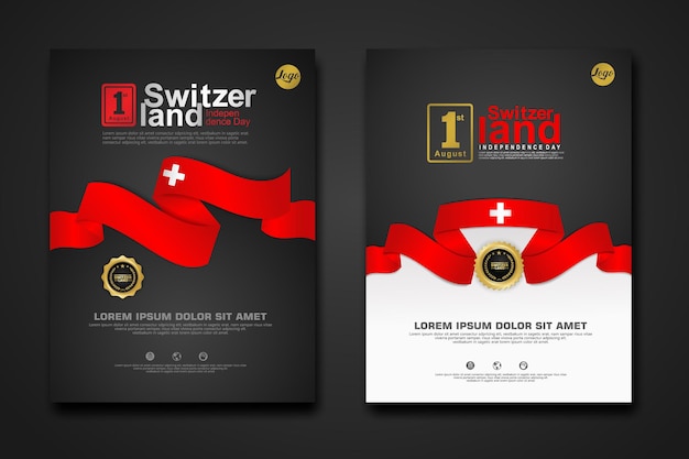 포스터 디자인 스위스 행복 한 독립 기념일 배경 템플릿 설정