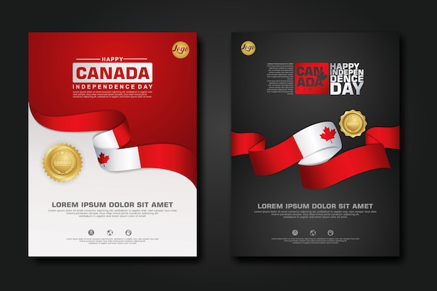 Set posterontwerp Canada happy Independence Day achtergrond sjabloon