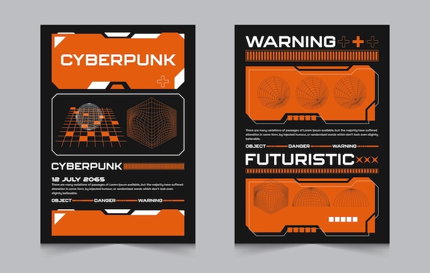 Vector a set of posters for cyberpunk.