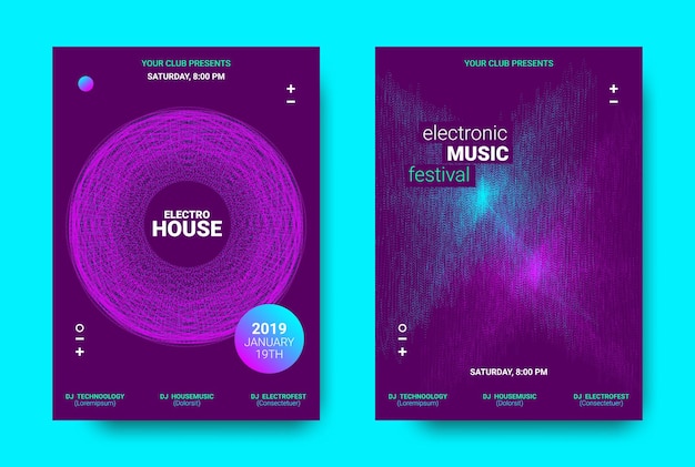 Set of posters for electronic music