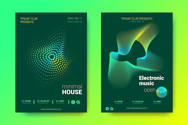 Set of posters for electronic music