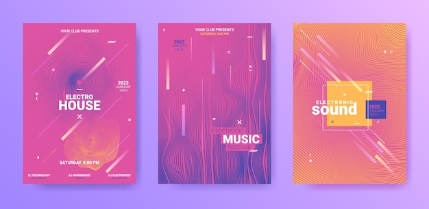 Set of posters for electronic music