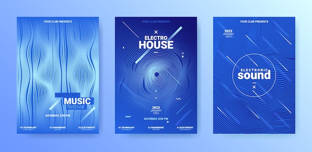 Set posters voor elektronische muziek