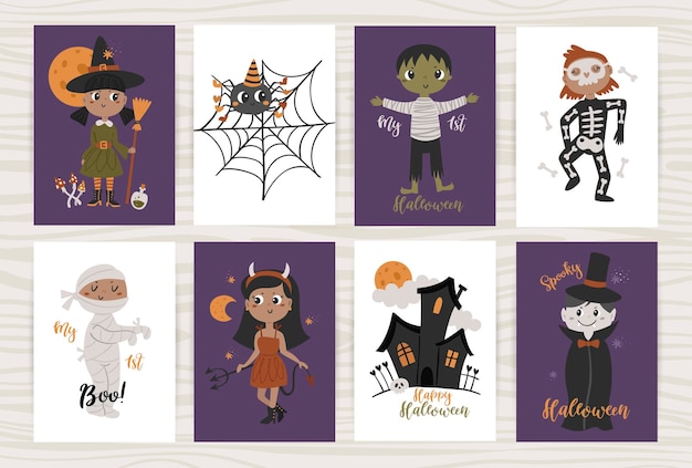 Set of posters with  children in costumes