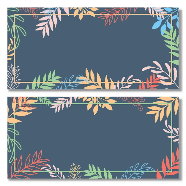 set of posters with elements of plants and abstract shapes abstract background