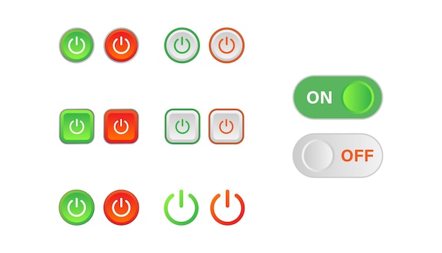 Set of power on off sign button vector design