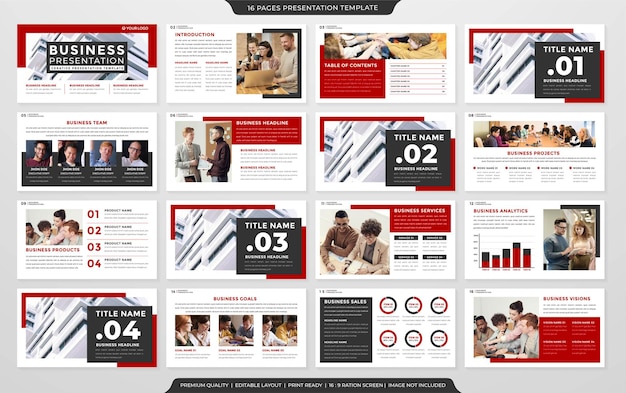 Vector set powerpoint lay-out premium stijl