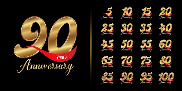 Set of premium anniversary logotype golden anniversary celebration emblem design for company profile leaflet magazine brochure web banner invitation or greeting card