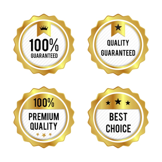 Vector set of premium quality golden labels premium