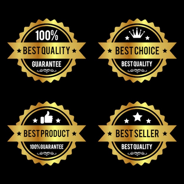 Vector set of premium quality golden labels premium