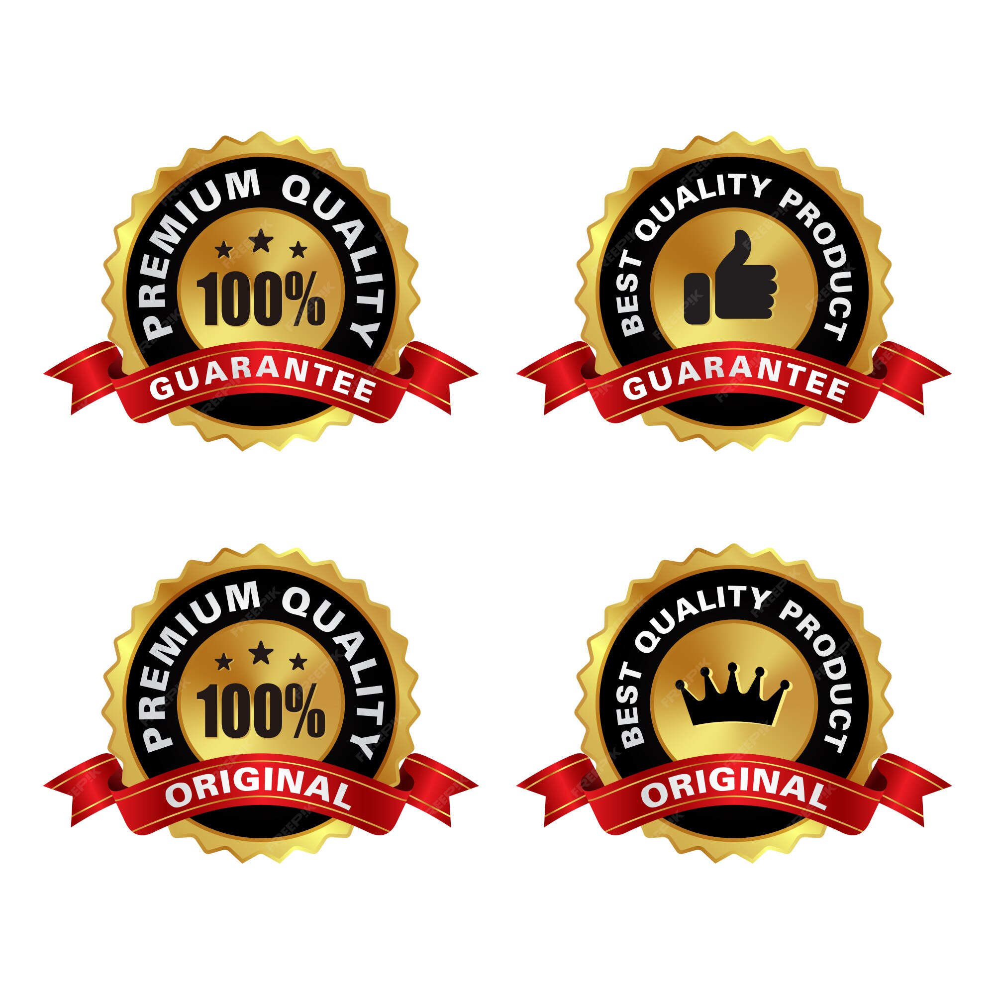 Premium Vector | Set of premium quality golden labels with wreath ...