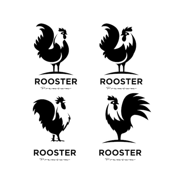 Set premium Rooster black logo design