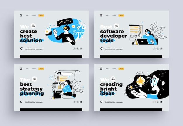 Set of Presentation slide templates or landing page websites design Business concept illustrations